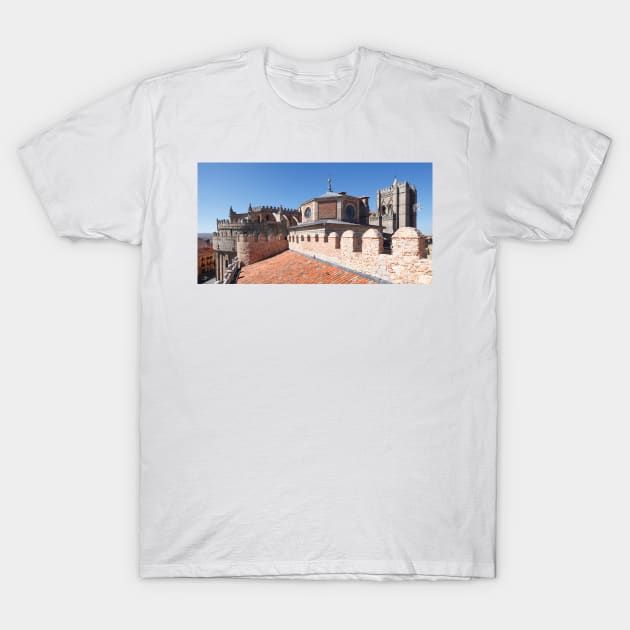 Catedral del Salvador, cathedral with city walls, Avila, Spain, Europe T-Shirt by Kruegerfoto